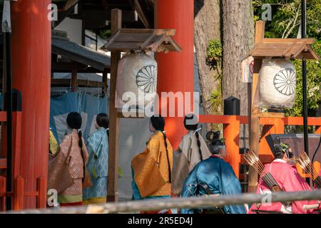 Scène de parade sur le festival Aoi matsuri 2023 à Kyoto, Japon. Banque D'Images