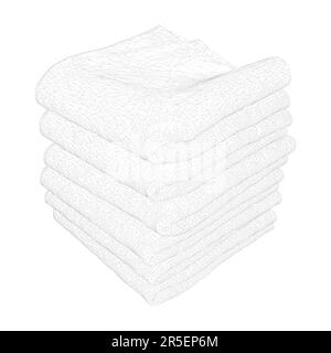 Fil noir de l'élément filaire de la pile de serviettes isolé sur fond blanc. Vue isométrique. 3D. Illustration vectorielle. Illustration de Vecteur