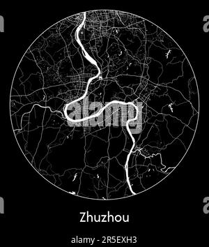 Carte de la ville Zhuzhou Chine Asie illustration vectorielle Illustration de Vecteur