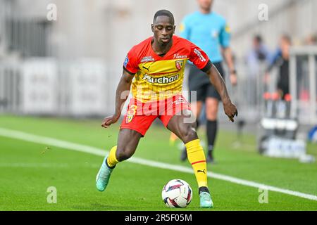 Objectif, France. 27th mai 2023. Deiver Machado (3) de RC Lens photographié lors d'un match de football entre t Racing Club de Lens et AC Ajaccio, le jour d'allumette 37th de la saison 2022-2023 de la Ligue 1 Uber Eats, le dimanche 27 mai 2023 à Lens, France . Credit: Sportpix / Alamy Live News Banque D'Images