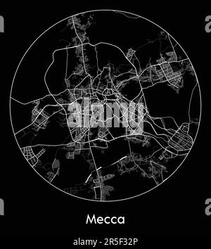 Carte de la ville la Mecque Arabie Saoudite Asie illustration vectorielle Illustration de Vecteur