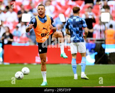 Londres, Royaume-Uni. 3rd juin 2023. Kyle Walker, de Manchester City, se réchauffe avant le match de la FA Cup au stade Wembley, à Londres. Crédit photo à lire: Gary Oakley/Sportimage crédit: Sportimage Ltd/Alay Live News Banque D'Images