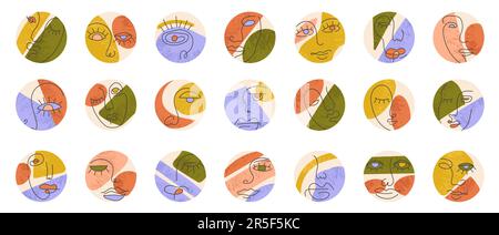 Grand ensemble de formes abstraites de visages divers Illustration de Vecteur