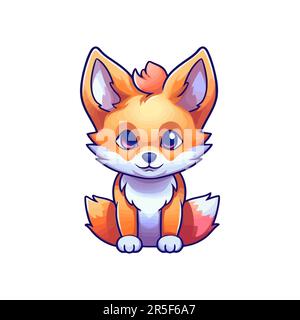 Enseigne Fox. Fox dans un style de dessin animé brillant Illustration de Vecteur