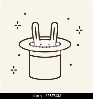 Lapin en chapeau icône de ligne mince Illustration de Vecteur