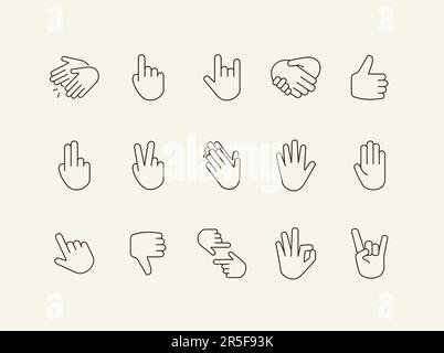 Jeu d'icônes de ligne de gestes Illustration de Vecteur