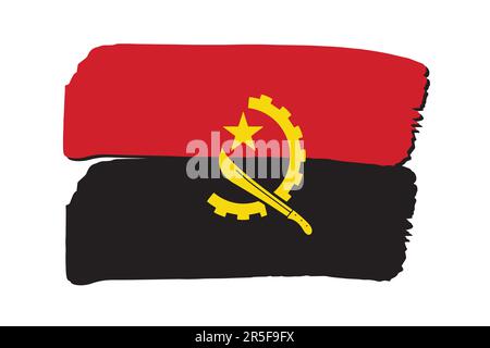 Angola drapeau avec lignes de couleur dessinées à la main au format vectoriel Illustration de Vecteur