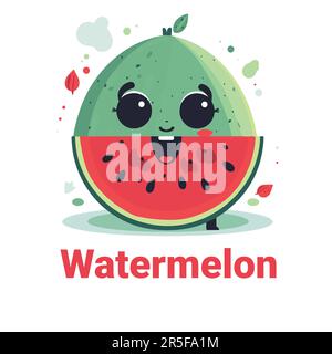 Happy Watermelon Fresh fruit logo Vector Design Illustration de Vecteur