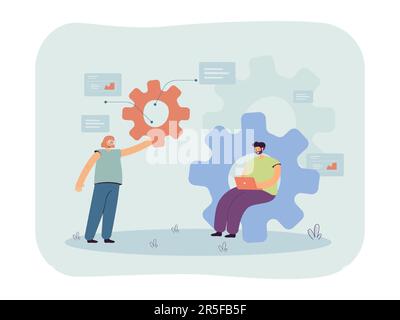 Une petite équipe de développeurs étudiant le flux de travail de l'entreprise Illustration de Vecteur