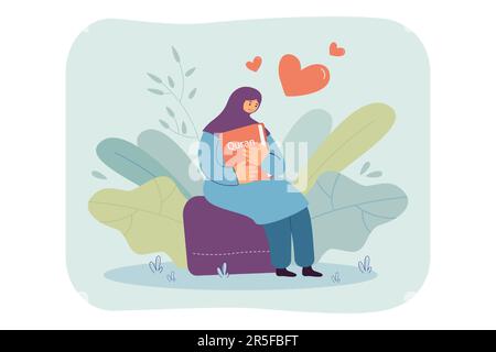 Bonne femme arabe embrassant Quran Illustration de Vecteur