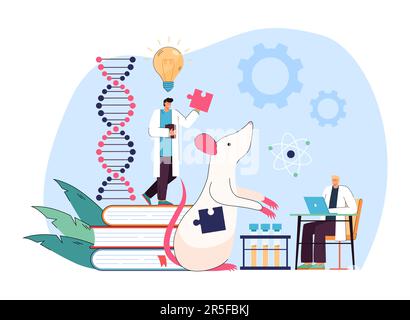 Recherche en laboratoire génétique et expérience de minuscules scientifiques Illustration de Vecteur