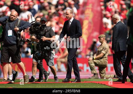 Londres, Royaume-Uni. 3rd juin 2023Prince William marche pendant la finale de la coupe FA entre Manchester City et Manchester United au stade Wembley, Londres, le samedi 3rd juin 2023. (Photo: Federico Guerra Maranesi | MI News) Credit: MI News & Sport /Alamy Live News Banque D'Images