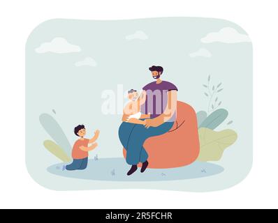 Triste enfant jaloux, exclu par le parent avec le nouveau bébé Illustration de Vecteur