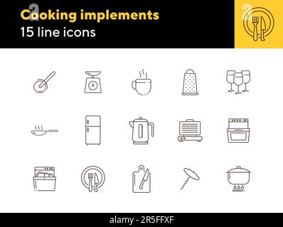 Icônes des outils de cuisson Illustration de Vecteur