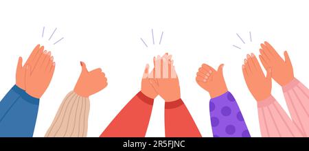 Bras de personnes diverses applaudissant l'illustration du vecteur plat Illustration de Vecteur