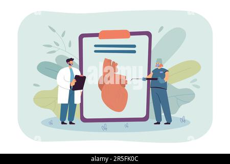 Examen médical du cœur avec de minuscules médecins Illustration de Vecteur