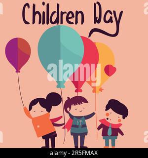 Illustration vectorielle plate Happy Children Day Illustration de Vecteur