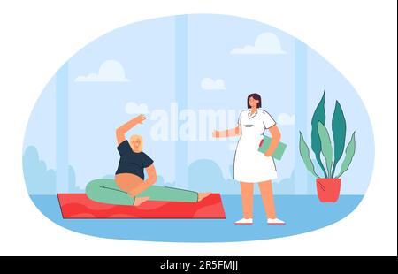 Femme enceinte faisant des exercices de yoga sous la supervision d'un médecin Illustration de Vecteur