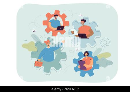 Équipe de personnes dévouées qui mettent l'effort au travail Illustration de Vecteur