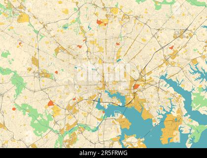 Carte vectorielle détaillée de Baltimore, Maryland, États-Unis Illustration de Vecteur