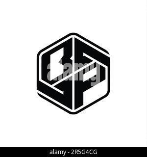 BP lettre logo monogramme forme hexagonale avec ornement abstrait contour isolé modèle de conception Banque D'Images