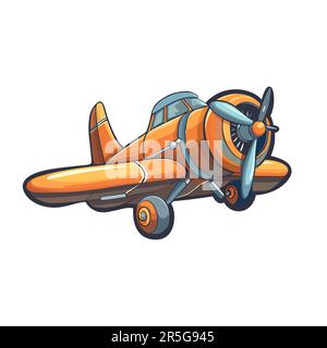 Autocollant avion de dessin animé. Joli avion volant isolé. Illustration vectorielle Illustration de Vecteur