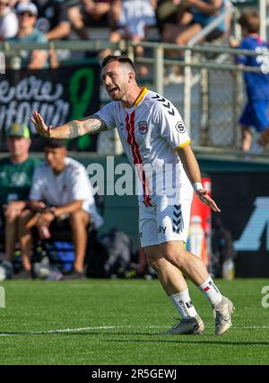 2 juin 2023, ville de l'événement, état de l'événement, Etats-Unis: DMV Diplomat DALTON PANDO #25 donnant des directives à son équipe pendant le match contre Newtown Pride au WakeMed Soccer Park, Cary NC pendant le TST. (Credit image: © Paul Morea/ZUMA Press Wire) USAGE ÉDITORIAL SEULEMENT! Non destiné À un usage commercial ! Banque D'Images