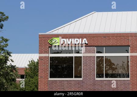 Champaign - Circa juin 2023 : site de recherche NVIDIA. NVIDIA est un concepteur d'unité de traitement graphique (GPU). Banque D'Images