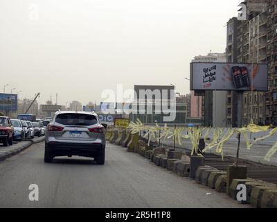 Le Caire, Egypte, 21 mai 2023: Le projet de développement du pont de mai 15th comprend des travaux d'agrandissement et de modernisation en cours de construction pour augmenter t Banque D'Images