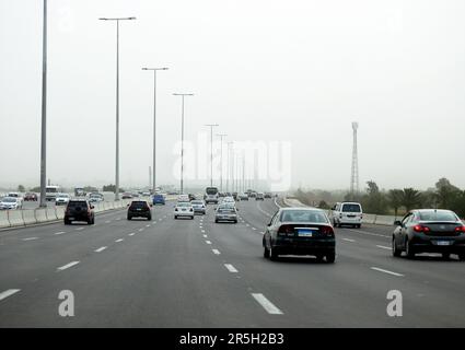 Giza, Egypte, 21 mai 2023: 26th de juillet projet de développement de routes de corridor comprend des travaux d'agrandissement et de modernisation à la distance de l'intersection Banque D'Images