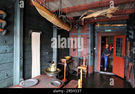 Cuisine, et Schoetstuben, Det Hanseatiske, salle à manger, Hanseatic House, Musée hanséatique, Bergen, Hordaland, Norvège Banque D'Images