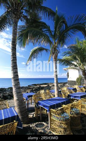 La Ola Club de plage à Puerto del Carmen, Lanzarote, îles Canaries, Espagne Banque D'Images