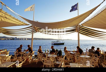 Savannah café à San Antonio, Ibiza, Baléares, Espagne Banque D'Images