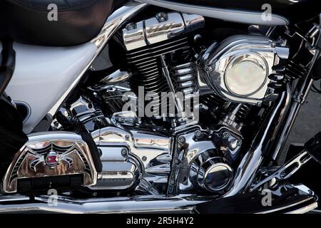 SACRAMENTO, CALIFORNIE/États-Unis - AOÛT 5 : gros plan d'une moto Harley Davidson à Sacramento sur 5 août 2011 Banque D'Images