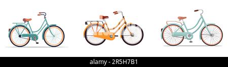 Ensemble de vélos. Collection de vélos. Illustration vectorielle sur fond blanc. Illustration de Vecteur