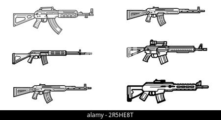 Collection d'illustrations vectorielles de la silhouette du fusil isolées sur fond blanc Illustration de Vecteur