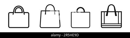 Ensemble d'icônes de ligne liées au panier. Icônes linéaires du sac de papier. Collection de symboles et de signes vectoriels pour les sacs d'épicerie Illustration de Vecteur