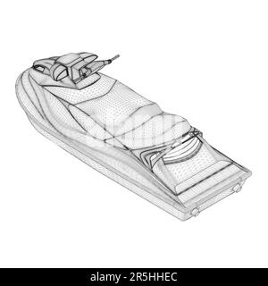 Cadre de scooter des eaux à partir de lignes noires isolées sur fond blanc. Vue isométrique. 3D. Illustration vectorielle. Illustration de Vecteur