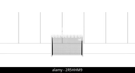 Contour d'un stade de hockey avec des portes de lignes noires isolées sur fond blanc. Vue avant. Illustration vectorielle. Illustration de Vecteur