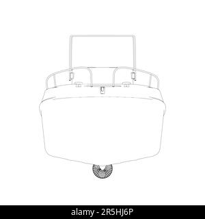 Contour d'un bateau d'eau à partir de lignes noires isolées sur un fond blanc. Vue avant. Illustration vectorielle. Illustration de Vecteur