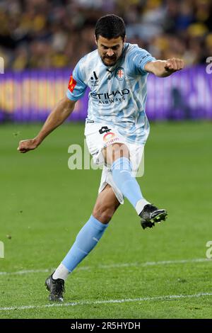 Sydney, Australie. 03rd juin 2023. Le Nuno Reis de Melbourne se réchauffe avant le match de la Grande finale entre Melbourne City et les marins de la côte centrale au stade CommBank sur 3 juin 2023 à Sydney, Australie crédit : IIO IMAGES/Alamy Live News Banque D'Images