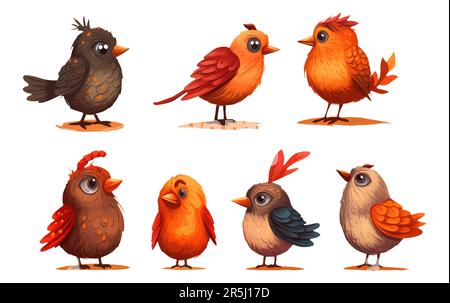 définir l'illustrateur vectoriel de différents oiseaux isolés sur fond blanc Illustration de Vecteur