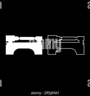 Tour machine à usiner mécanisme industriel appareil fabrication professionnel travail des métaux concept ensemble icône couleur blanc vecteur image d'illustration Illustration de Vecteur