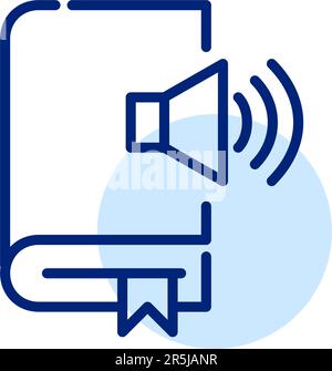 Écoute de l'enregistrement de livre. Application de livre audio électronique. Pixel Perfect, icône de contour simple modifiable Illustration de Vecteur