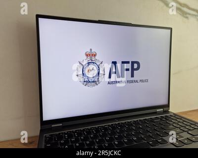 KONSKIE, Pologne - 28 mai 2023 : logo de la police fédérale australienne de l'AFP affiché sur l'écran de l'ordinateur portable Banque D'Images