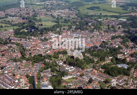 Vue aérienne du centre-ville de Ripon, Yorkshire du Nord Banque D'Images