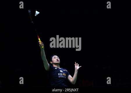 Bangkok, Thaïlande. 4th juin 2023. Un se Young de la Corée du Sud revient lors de la finale des femmes célibataires contre lui Bingjiao de la Chine à l'Open de Thaïlande 2023 de BWF à Bangkok, Thaïlande, 4 juin 2023. Credit: Rachen Sageamsak/Xinhua/Alay Live News Banque D'Images