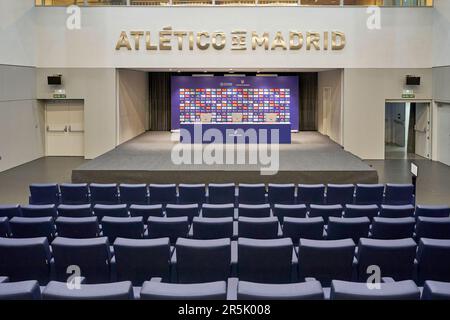 Salle de conférence de presse à la Civitas Metropolitano Arena, Madrid Banque D'Images