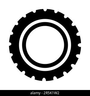 Le motif vectoriel plat emblématique des pneus et des roues est un élément de design minimaliste et moderne qui représente un pneu et une roue de voiture dans un style plat. Icône Illustration de Vecteur