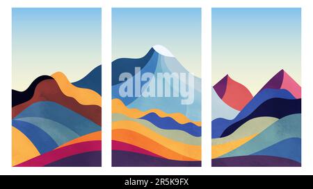 Collage avec montagnes colorées Illustration de Vecteur